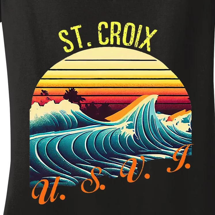 St. Croix Retro Surf Apparel & Beachwear Women's V-Neck T-Shirt