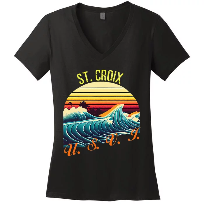 St. Croix Retro Surf Apparel & Beachwear Women's V-Neck T-Shirt