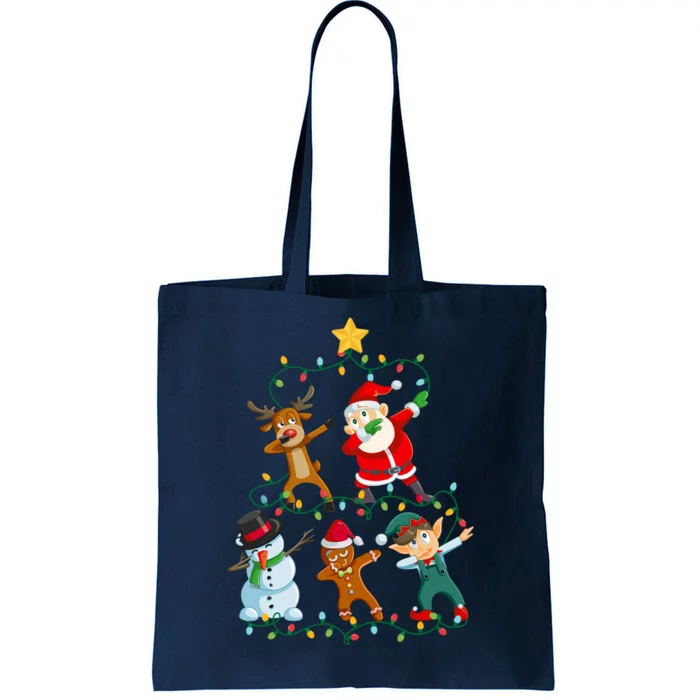 Santa Claus Reindeer Snowman Elf Dabbing Xmas Christmas Tote Bag