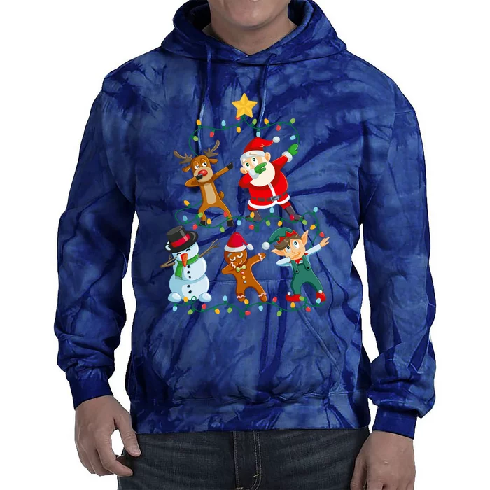 Santa Claus Reindeer Snowman Elf Dabbing Xmas Christmas Tie Dye Hoodie