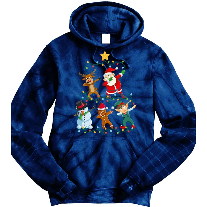 Santa Claus Reindeer Snowman Elf Dabbing Xmas Christmas Tie Dye Hoodie