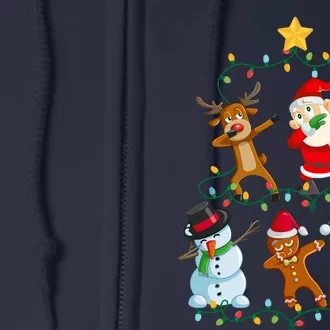 Santa Claus Reindeer Snowman Elf Dabbing Xmas Christmas Full Zip Hoodie