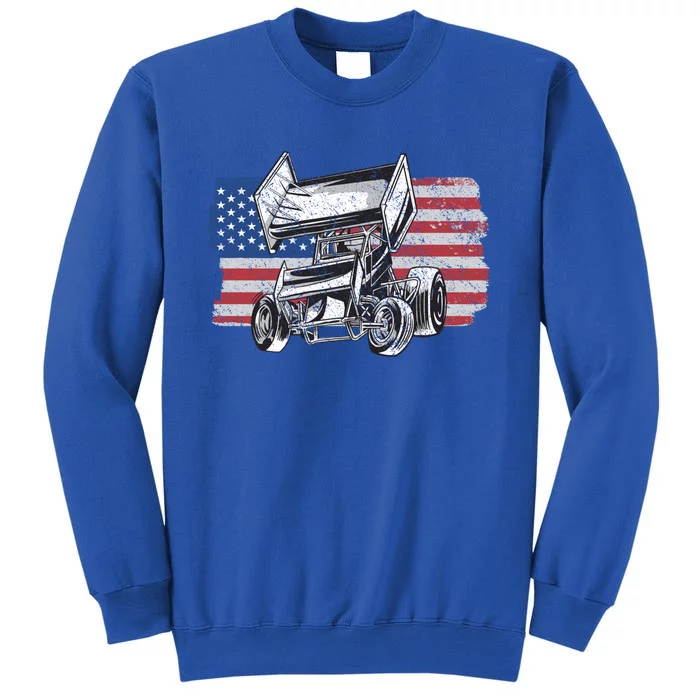 Sprint Car Racing Usa Flag Meaningful Gift Tall Sweatshirt