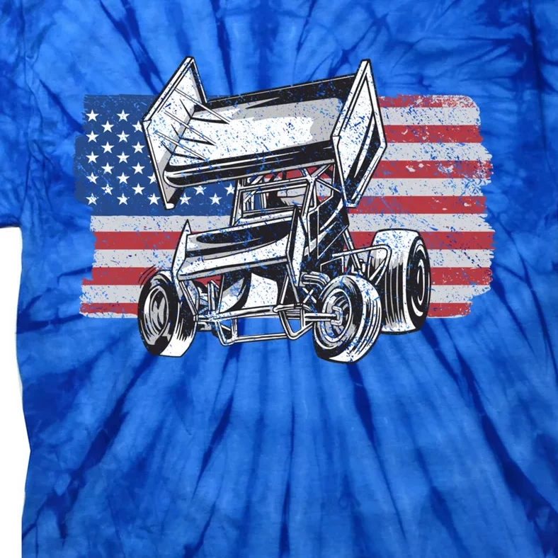 Sprint Car Racing Usa Flag Meaningful Gift Tie-Dye T-Shirt