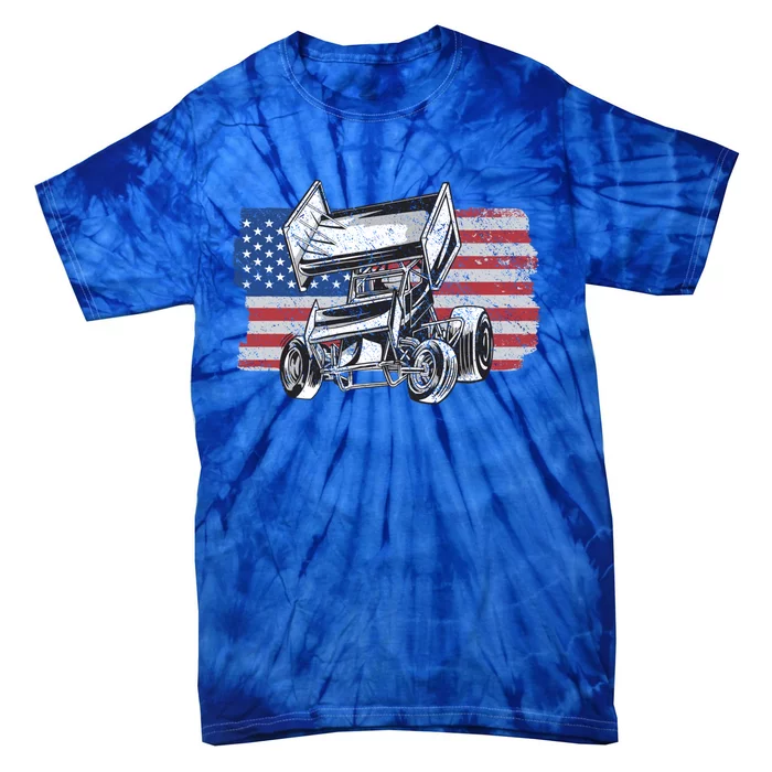 Sprint Car Racing Usa Flag Meaningful Gift Tie-Dye T-Shirt