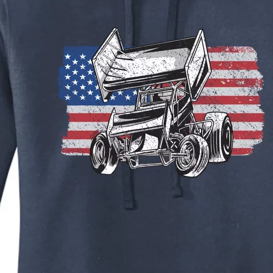 Sprint Car Racing Usa Flag Meaningful Gift Women's Pullover Hoodie