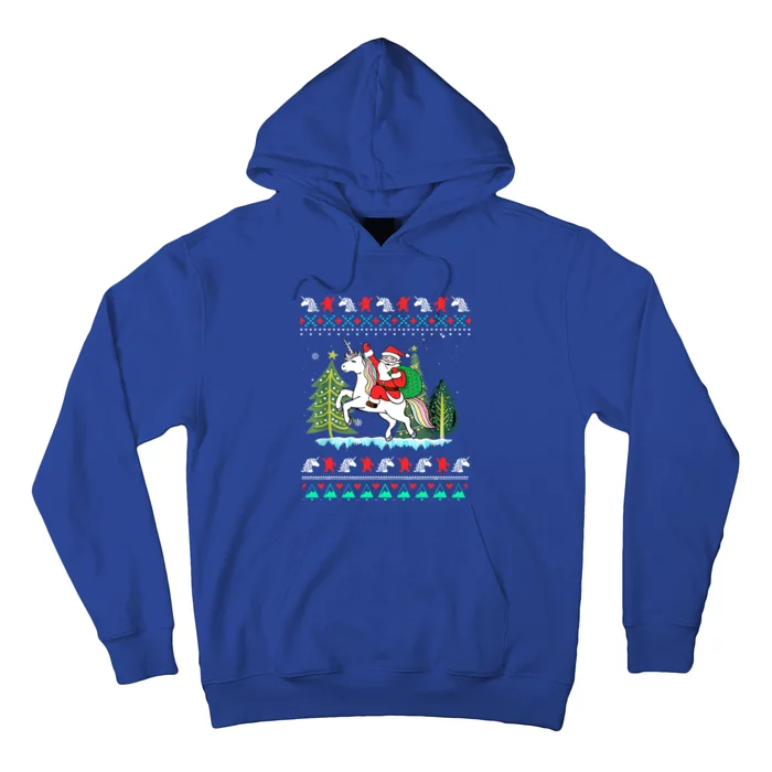 Santa Claus Riding On A Unicorn Ugly Christmas Funny Gift Hoodie