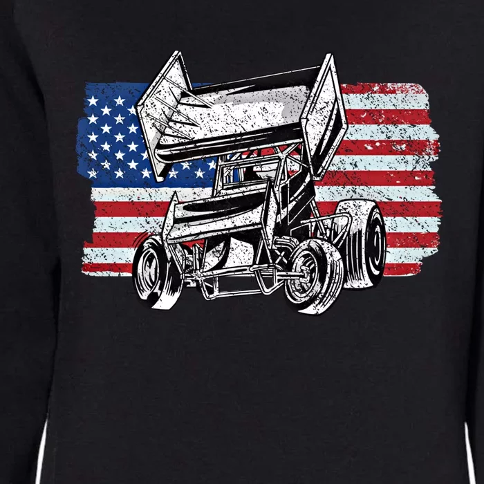 Sprint Car Racing Usa Flag Gift Womens California Wash Sweatshirt