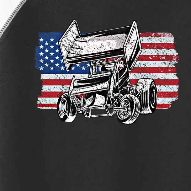 Sprint Car Racing Usa Flag Gift Toddler Fine Jersey T-Shirt