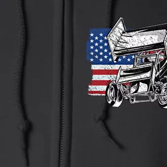 Sprint Car Racing Usa Flag Gift Full Zip Hoodie