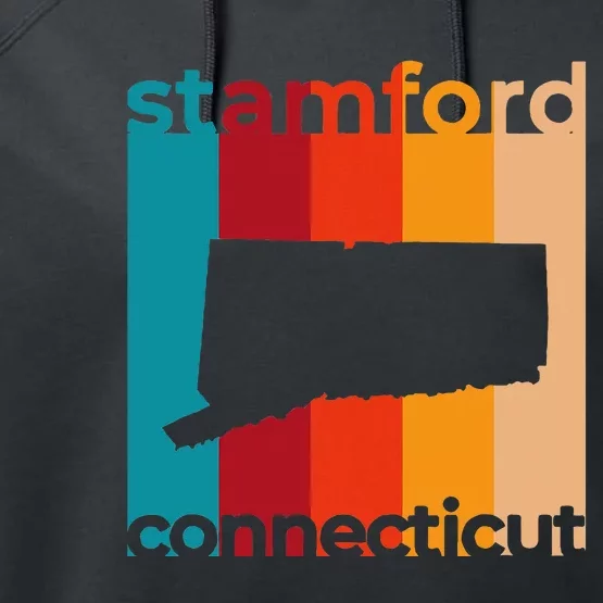 Stamford Connecticut Retro Cutout Ct Souvenir Performance Fleece Hoodie