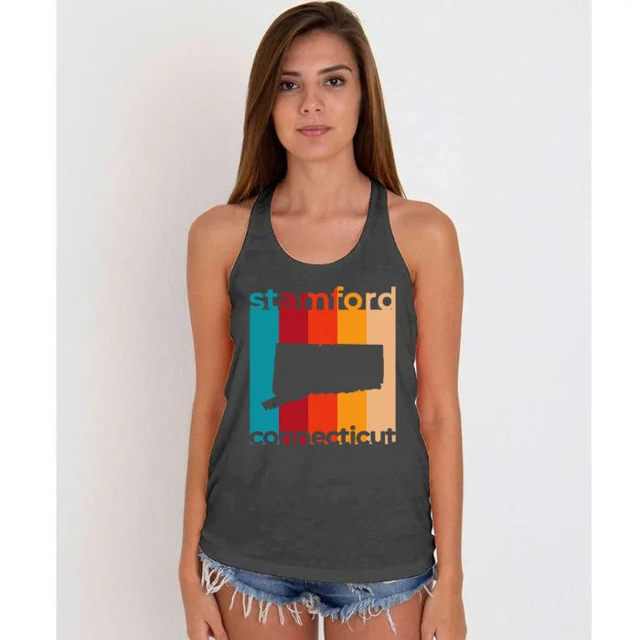 Stamford Connecticut Retro Cutout Ct Souvenir Women's Knotted Racerback Tank