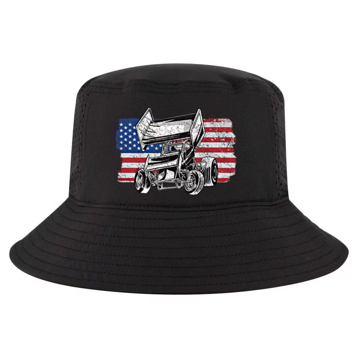 Sprint Car Racing Usa Flag Meaningful Gift Cool Comfort Performance Bucket Hat