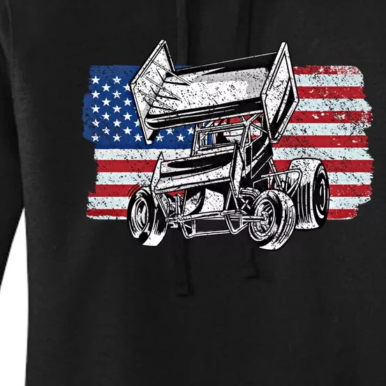 Sprint Car Racing Usa Flag Meaningful Gift Women's Pullover Hoodie