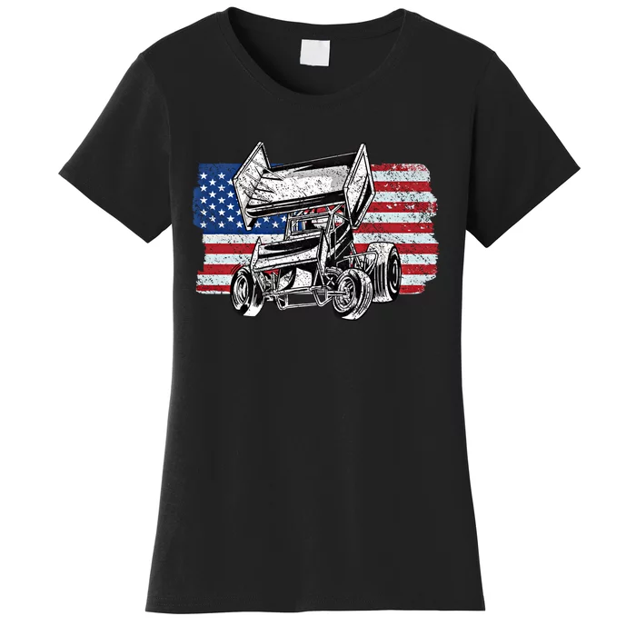 Sprint Car Racing Usa Flag Meaningful Gift Women's T-Shirt