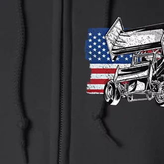 Sprint Car Racing Usa Flag Meaningful Gift Full Zip Hoodie