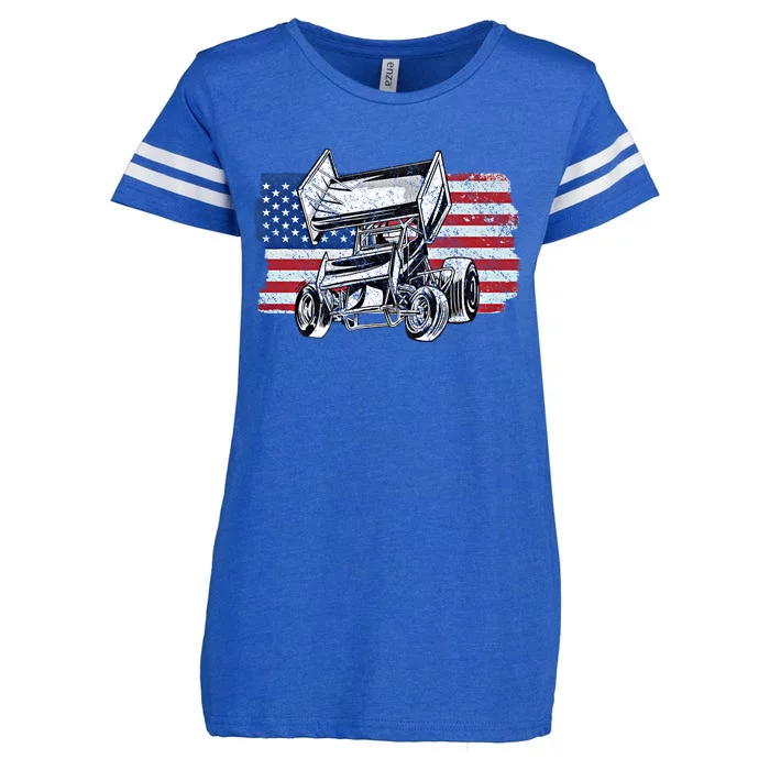 Sprint Car Racing Usa Flag Meaningful Gift Enza Ladies Jersey Football T-Shirt