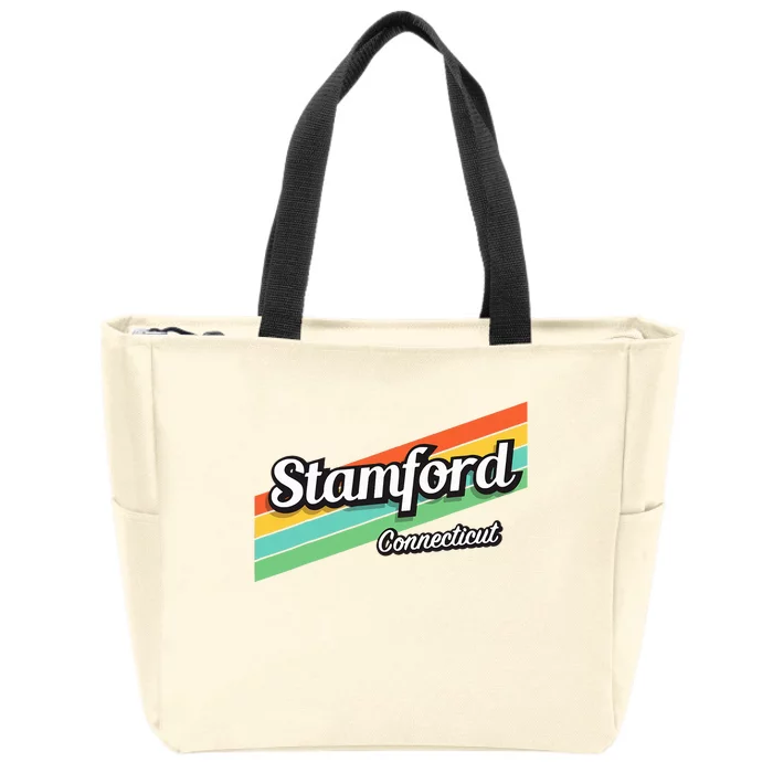 Stamford Connecticut Retro Zip Tote Bag