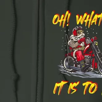 Santa Claus Riding Motorcycle Xmas Biker Present Christmas Full Zip Hoodie