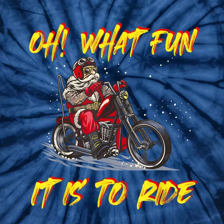 Santa Claus Riding Motorcycle Xmas Biker Present Christmas Tie-Dye T-Shirt