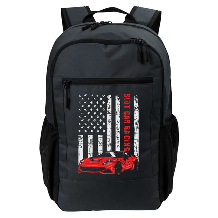 Slot Car Racing USA American Flag Car Lover Drag Racer Daily Commute Backpack