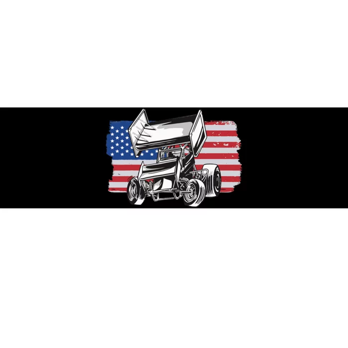 Sprint Car Racing Usa Flag Bumper Sticker