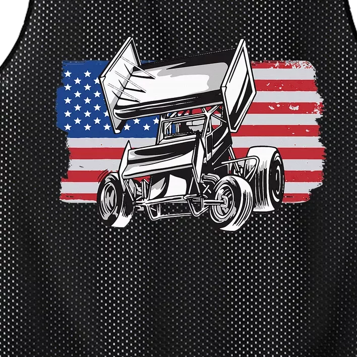 Sprint Car Racing Usa Flag Mesh Reversible Basketball Jersey Tank