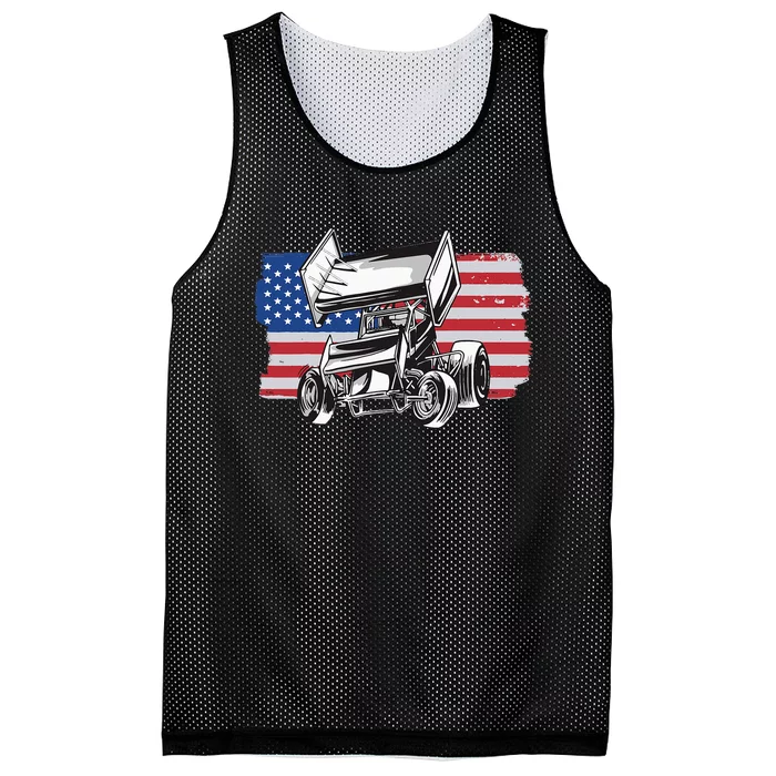 Sprint Car Racing Usa Flag Mesh Reversible Basketball Jersey Tank