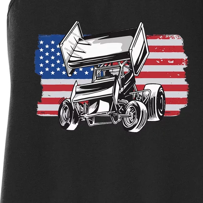 Sprint Car Racing Usa Flag Women's Racerback Tank