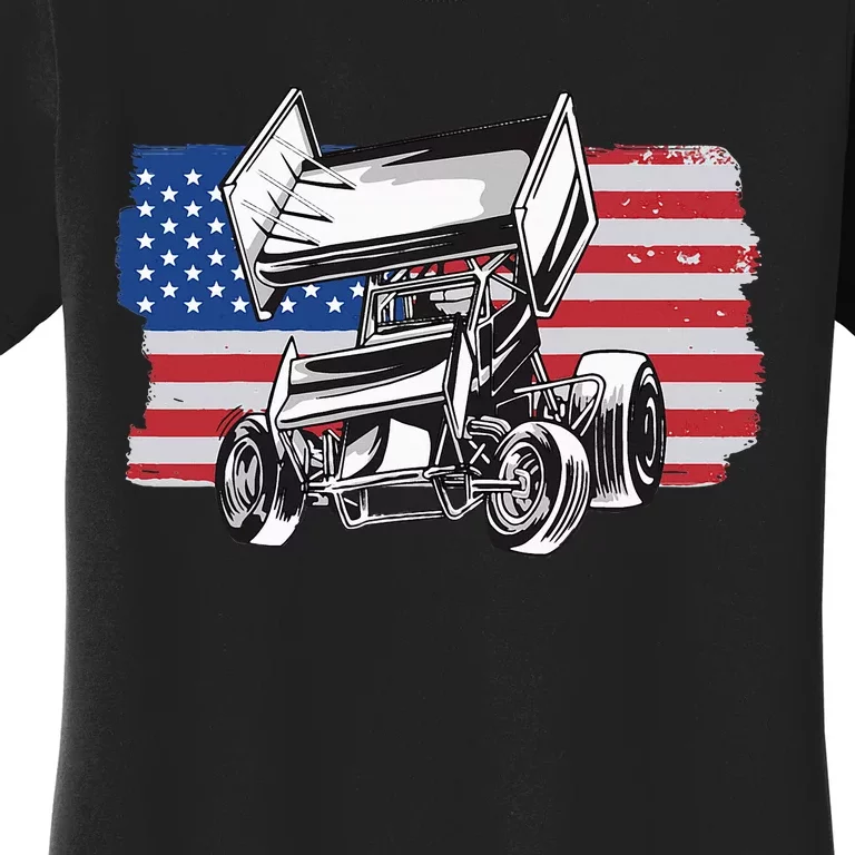 Sprint Car Racing Usa Flag Women's T-Shirt