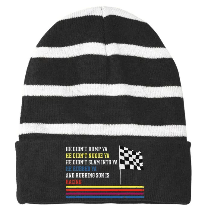 Sprint Car Racing Dirt Track Racing Striped Beanie with Solid Band