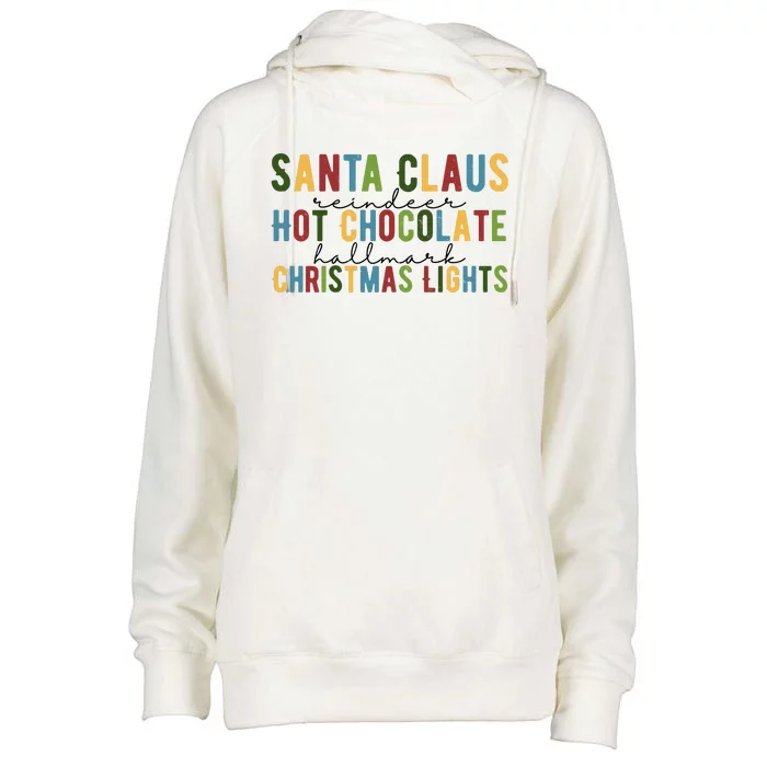 Santa Claus Reindeer Hot Chocolate Festive Chrsitmas Womens Funnel Neck Pullover Hood