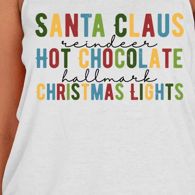 Santa Claus Reindeer Hot Chocolate Festive Chrsitmas Women's Knotted Racerback Tank