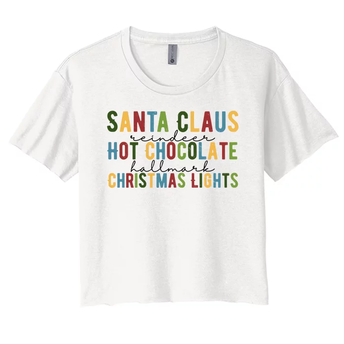 Santa Claus Reindeer Hot Chocolate Festive Chrsitmas Women's Crop Top Tee