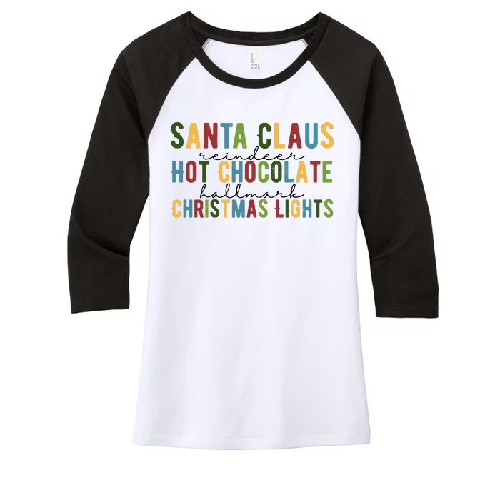 Santa Claus Reindeer Hot Chocolate Festive Chrsitmas Women's Tri-Blend 3/4-Sleeve Raglan Shirt