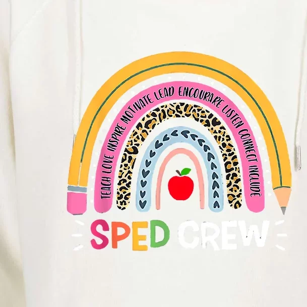 Sped Crew Rainbow Special Education Teacher Back To School Womens Funnel Neck Pullover Hood