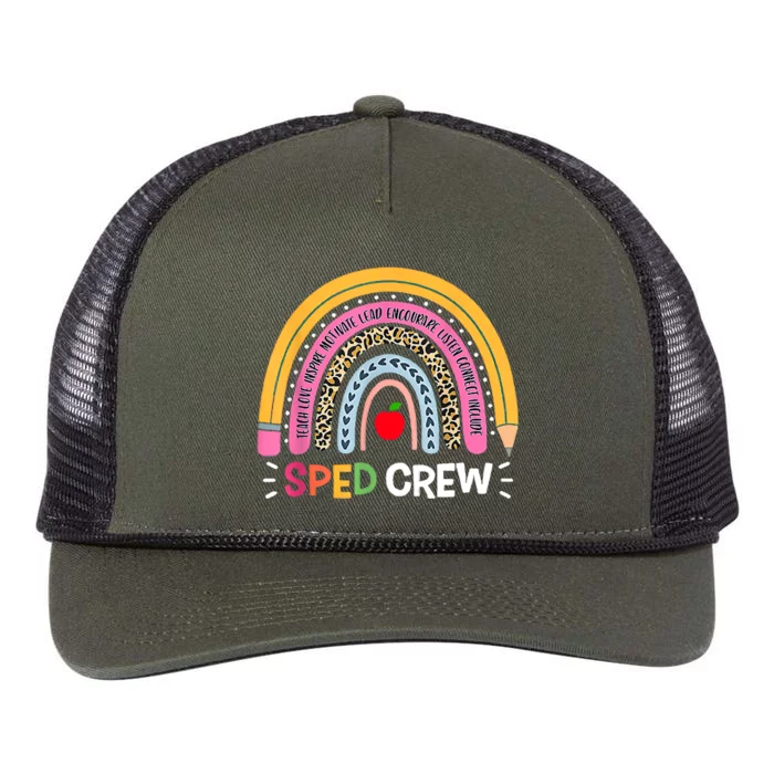 Sped Crew Rainbow Special Education Teacher Back To School Retro Rope Trucker Hat Cap