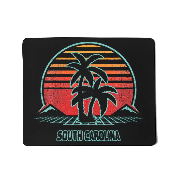 South Carolina Retro Palm Tree Beach 80s Style Mousepad