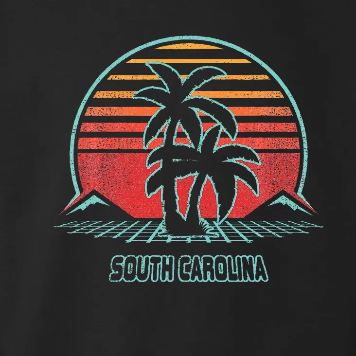 South Carolina Retro Palm Tree Beach 80s Style Toddler Hoodie