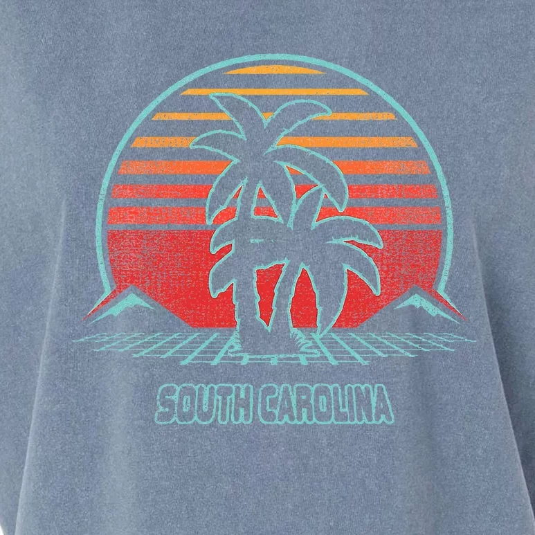 South Carolina Retro Palm Tree Beach 80s Style Garment-Dyed Women's Muscle Tee