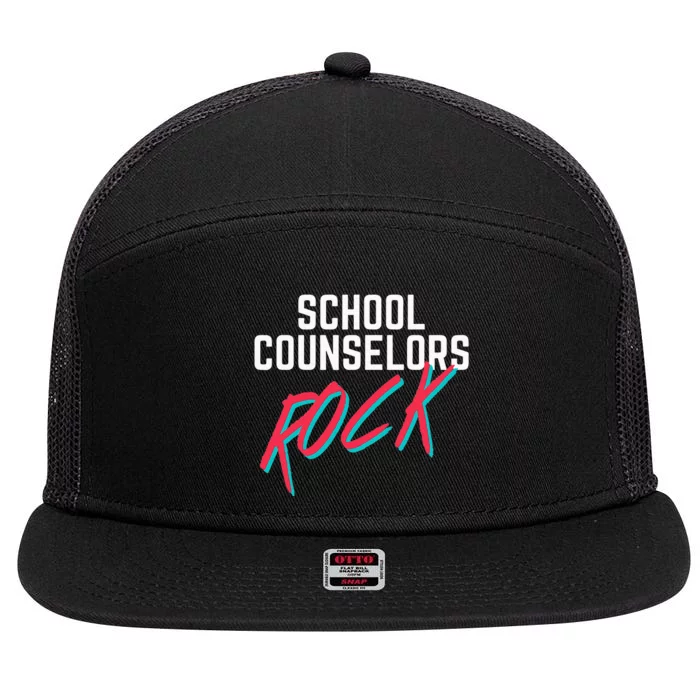 School Counselors Rock Cool Psychology Teacher Tee 7 Panel Mesh Trucker Snapback Hat