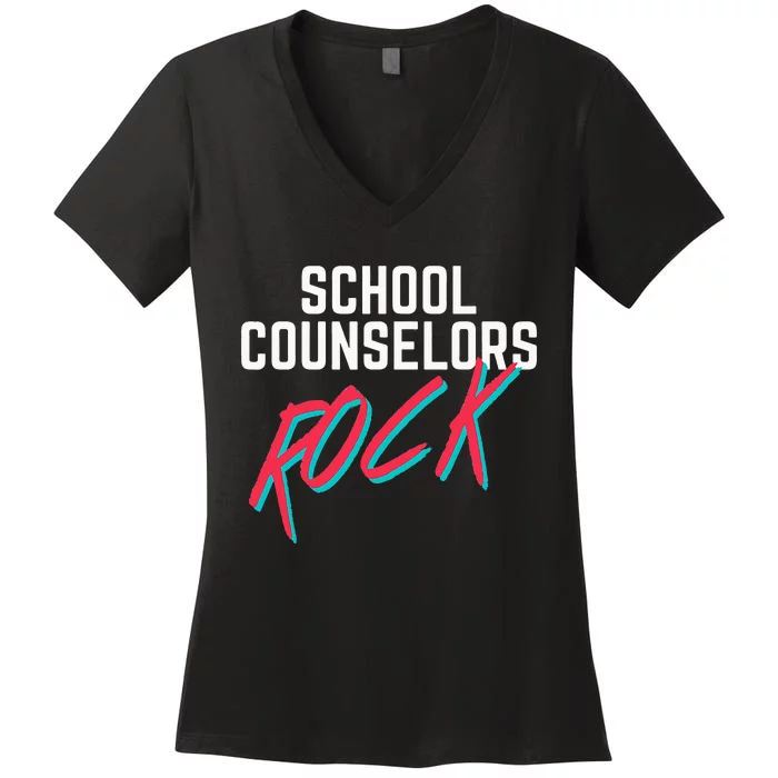 School Counselors Rock Cool Psychology Teacher Tee Women's V-Neck T-Shirt