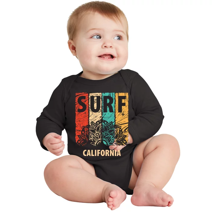 Surf California Retro Colors Baby Long Sleeve Bodysuit