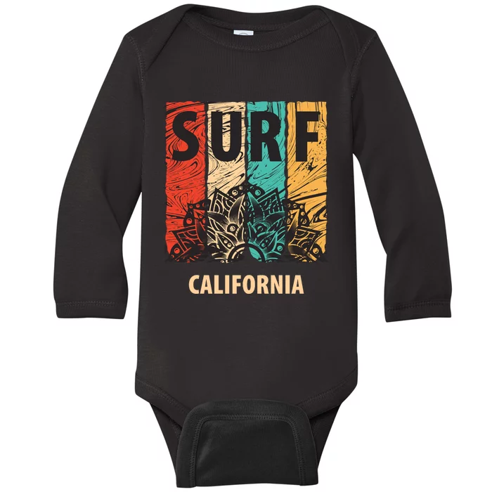 Surf California Retro Colors Baby Long Sleeve Bodysuit