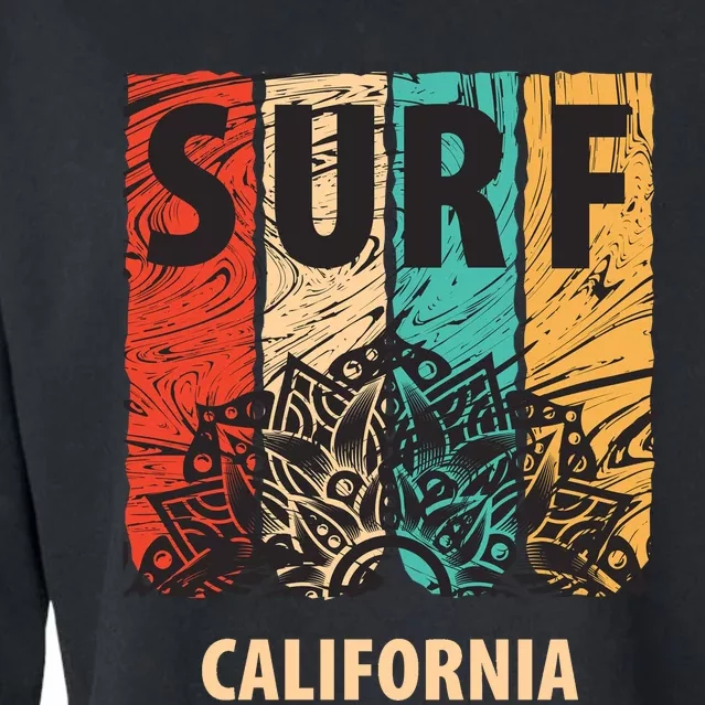 Surf California Retro Colors Cropped Pullover Crew