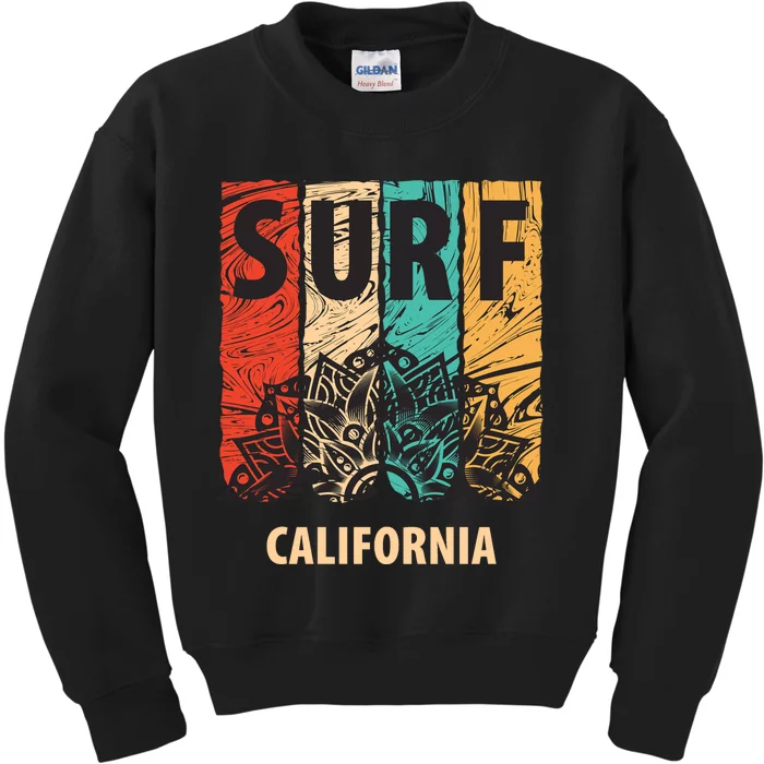 Surf California Retro Colors Kids Sweatshirt