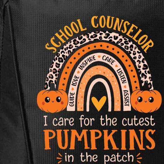 School Counselor Rainbow Leopard Print Halloween Counselor City Backpack