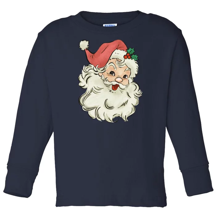 Super Cute Retro Santa Claus Vintage Christmas Gift Toddler Long Sleeve Shirt