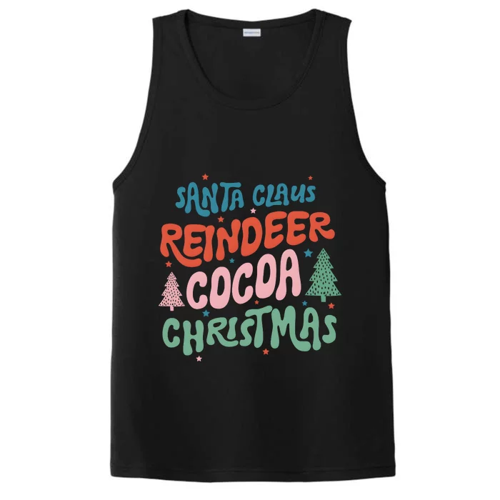 Santa Claus Reindeer Hot Cocoa Christmas Lights Performance Tank