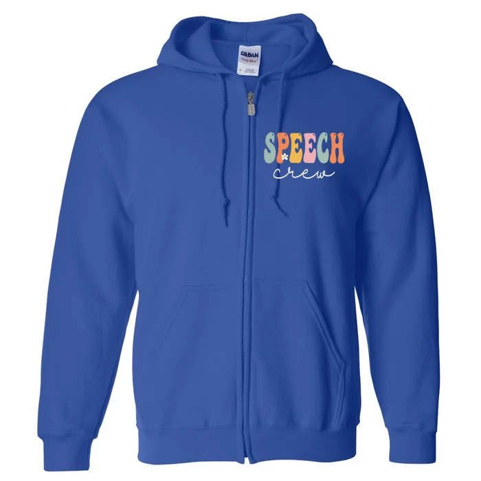 Speech Crew Retro Groovy Vintage Happy First Day Of School Full Zip Hoodie